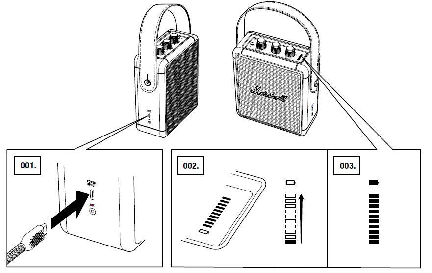 Marshall Stockwell II – Portable Stereo Loudspeaker-CHARGING THE INTERNAL BATTERY